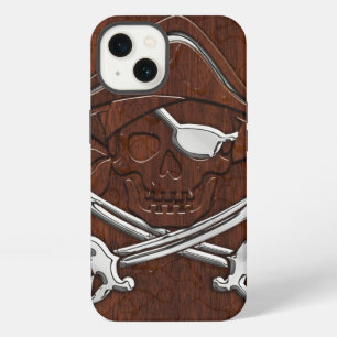 Wet Nautical Mahogany Pirate Skull Steel iPhone 13 Case