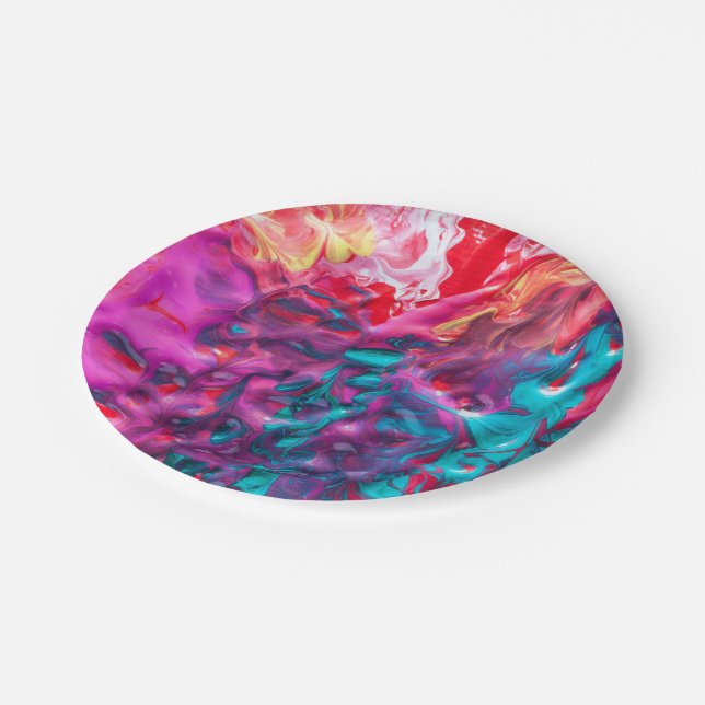 Wet paint colourful abstract art palette  paper plate (Angled)