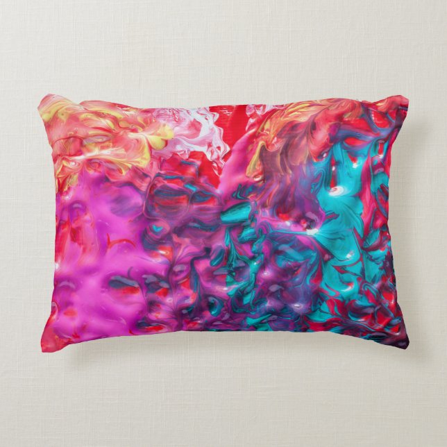Wet paint colourful abstract art palette swirl decorative cushion (Front)