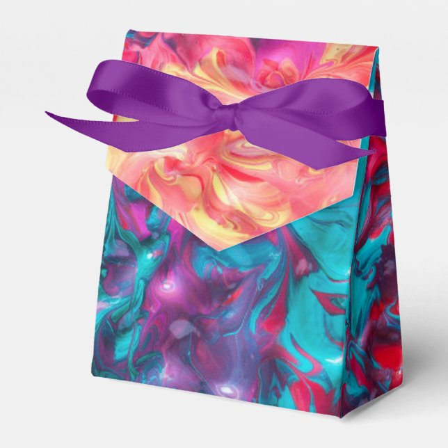 Wet paint colourful abstract art palette swirl favour box (Front Side)