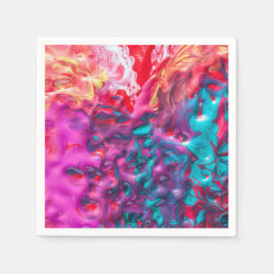 Wet paint colourful abstract art palette swirl napkin