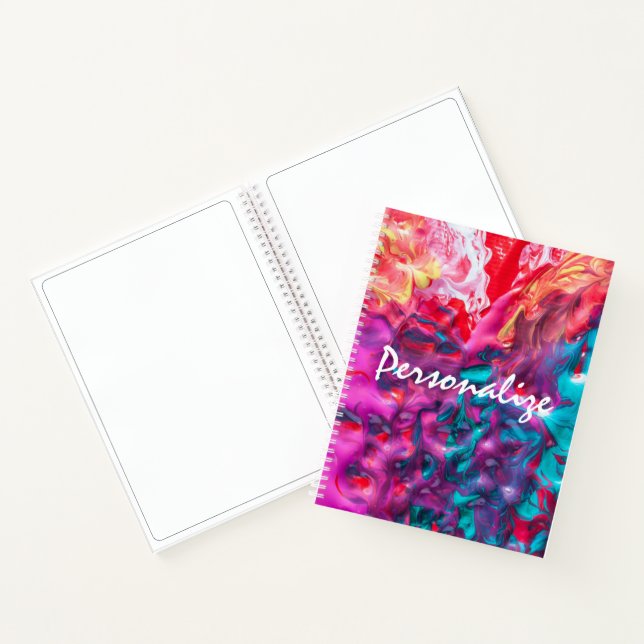 Wet paint colourful abstract art palette swirl notebook (Inside)