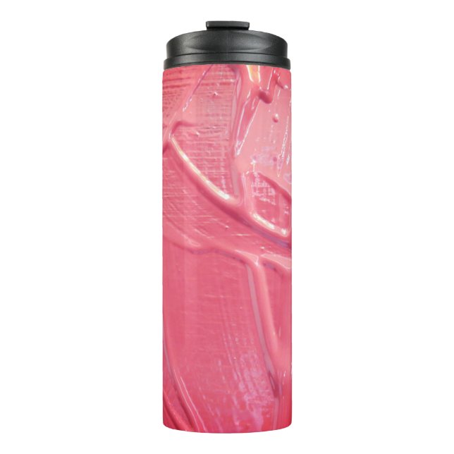 Wet paint dripping pink artistic thermal tumbler (Front)