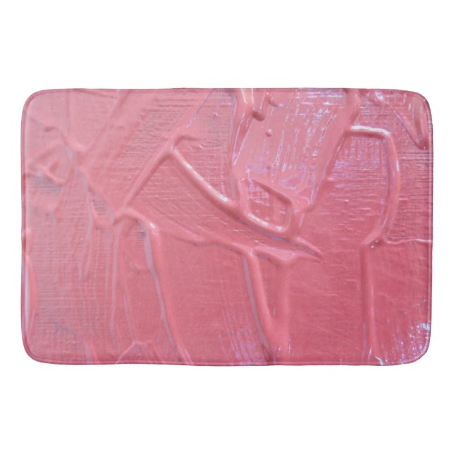 Wet paint dripping  pink texture bath mat (Front)