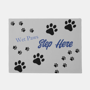 Wet Paws Dog Lover Paw Prints Doormat