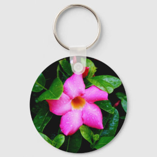 Wet Pink Flower Key Ring