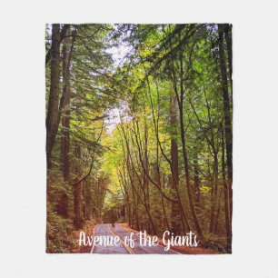 Wet Road Through Green Trees in Humboldt Autumn Fleece Blanket