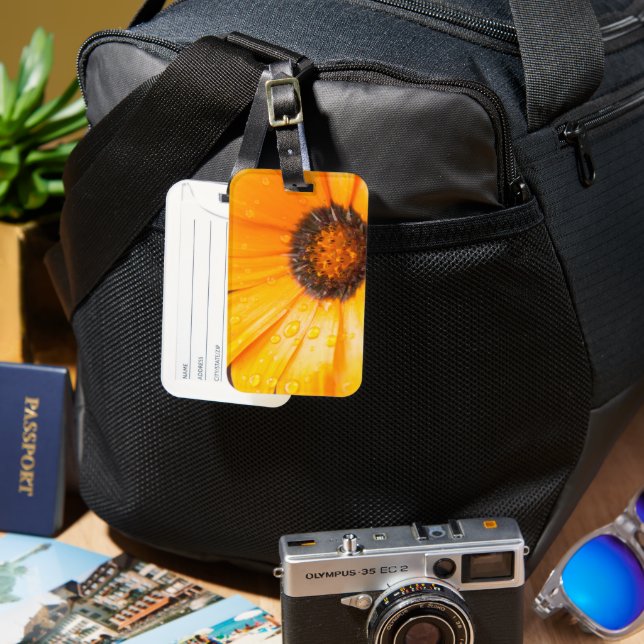 Wet Spring Flash African Daisy Photograph Luggage Tag (Front & Back)