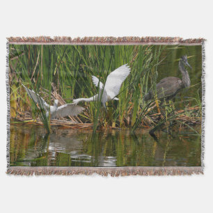 Wetlands Birds Wildlife Herons Throw Blanket
