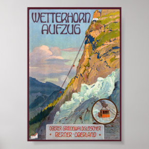 Wetterhorn Aufzug Switzerland Vintage Alps 1931 Poster