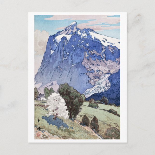 Wetterhorn, Hiroshi Yoshida, Woodcut Postcard (Front)