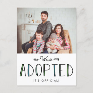 We've Adopted   Adoption Announcement Postcard