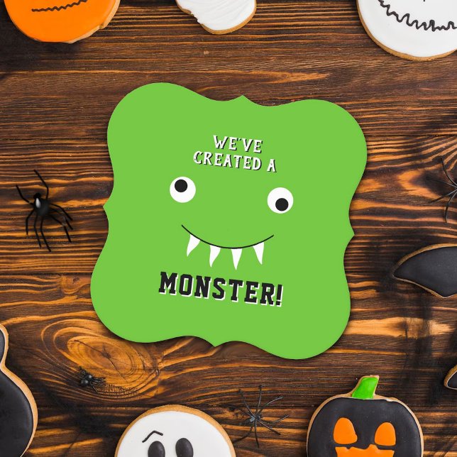"We've Created A Monster" Halloween Baby Shower Paper Coaster (Creator Uploaded)