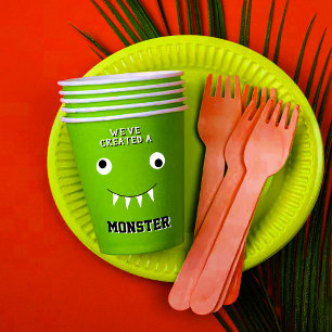 "We've Created A Monster" Halloween Baby Shower Paper Cups
