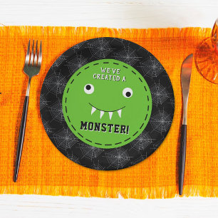 "We've Created A Monster" Halloween Baby Shower Paper Plate