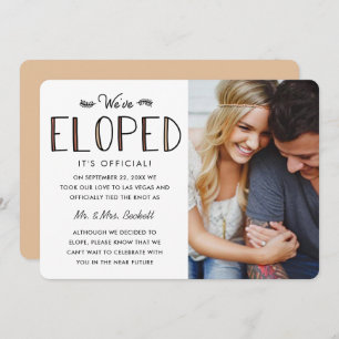 We've Eloped Elopement Marriage Announcement