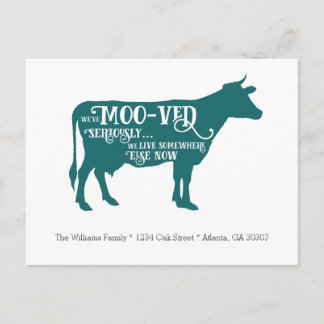 We've Moo-ved | Funny Cow Moving Announcement Postcard