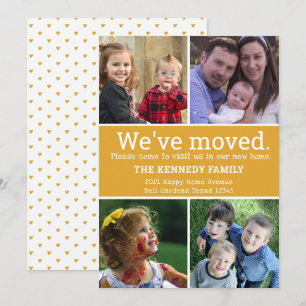 We've Moved 4 Photo Collage Yellow New Home Moving Announcement