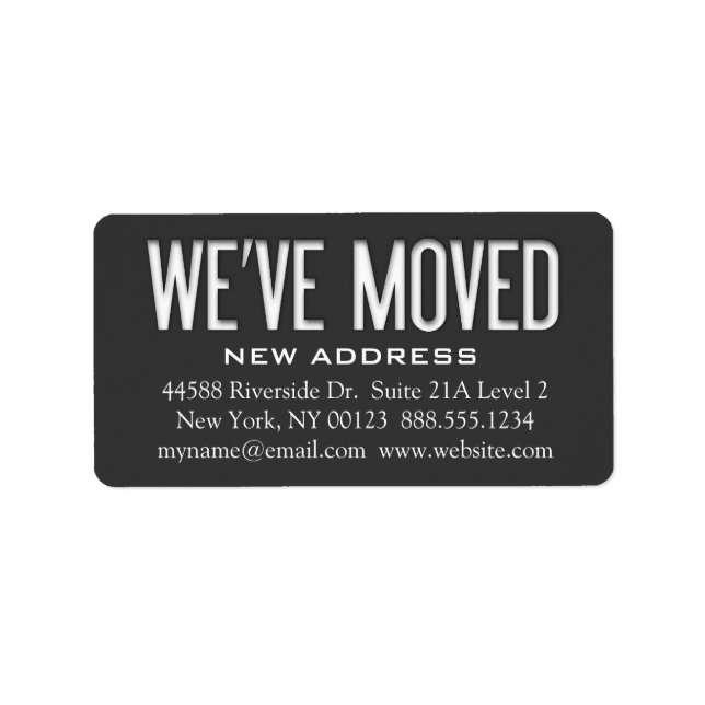 "We've Moved" Address Change Notification Label (Front)