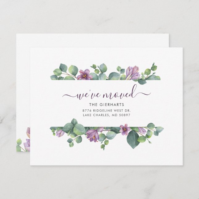 We've Moved Address Eucalyptus Greenery Moving (Front/Back)