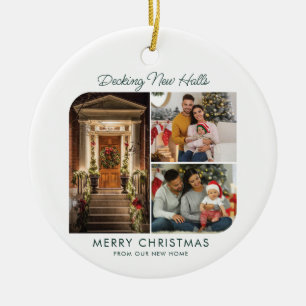 We've Moved Address Photo Collage Christmas Moving Ceramic Tree Decoration