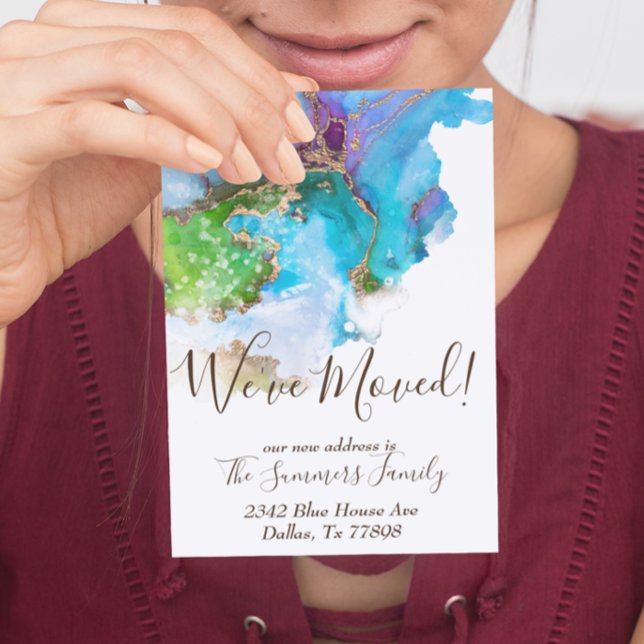We've Moved Announcement Gold Watercolor Postcard (Creator Uploaded)