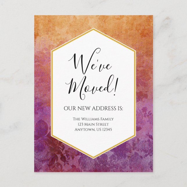 We've Moved Announcement Ombre Florals Postcard (Front)
