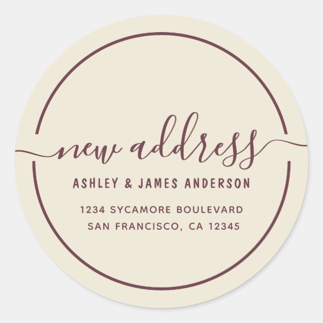 We've Moved Antique White New Address Classic Roun Classic Round Sticker (Front)
