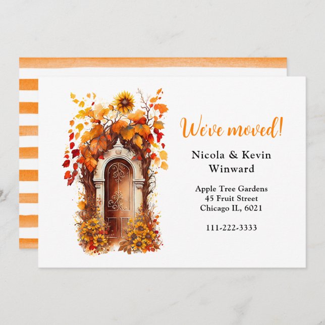 We've Moved Autumn Fall Sunflowers Door Announcement (Front/Back)