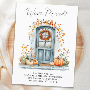 We've Moved Autumn Front Door New Address Moving Announcement Postcard