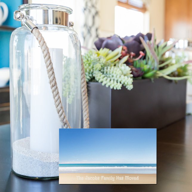 We've Moved Beach Home New Address Coastal Photo Business Card (Creator Uploaded)
