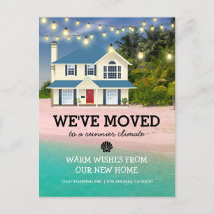 We've Moved Beach Ocean New Home Announcement Postcard