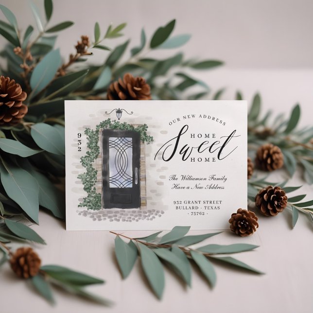 We've Moved Black Iron Watercolor Elegant Door Announcement (We've Moved Black Iron Watercolor Elegant Door Announcement)