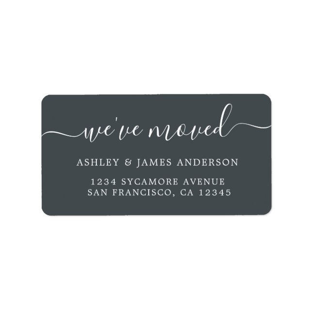 We've Moved Black White New Address label (Front)