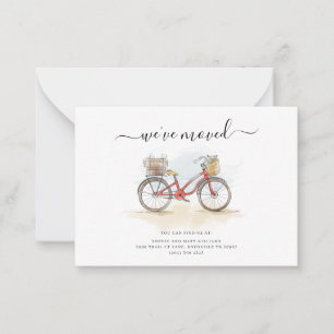 We've Moved Boho Chic Red Bicycle Moving Card