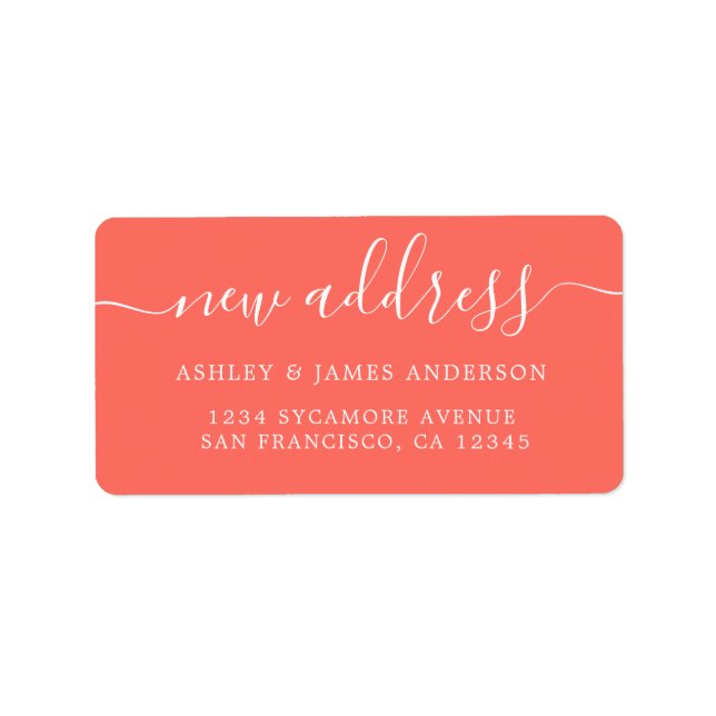 We've Moved Bright Coral New Address label (Front)