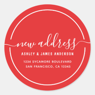 We've Moved Bright Red New Address Classic Round Sticker