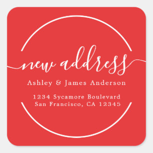 We've Moved Bright Red New Address label