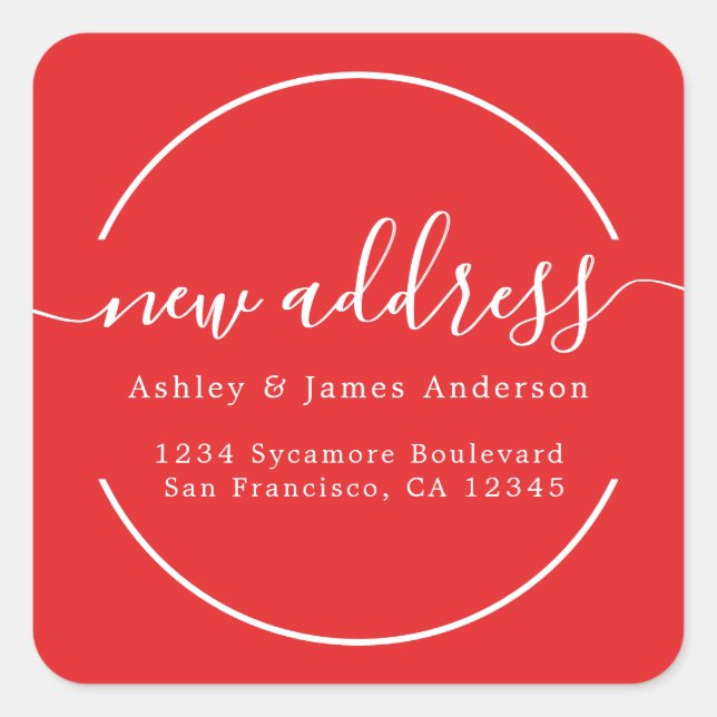 We've Moved Bright Red New Address label (Front)