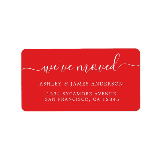 We've Moved Bright Red New Address label (Front)