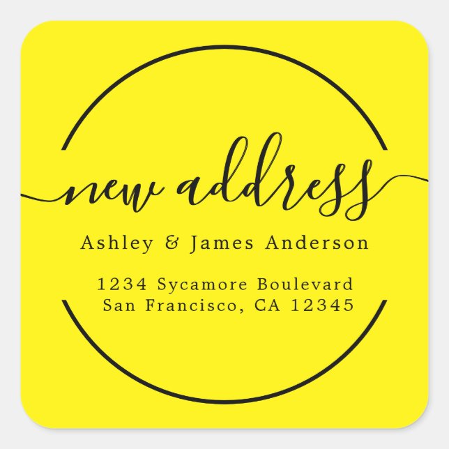 We've Moved Bright Yellow New Address label (Front)