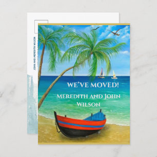 We've Moved Budget Beach Ocean Palms Moving Announcement Postcard