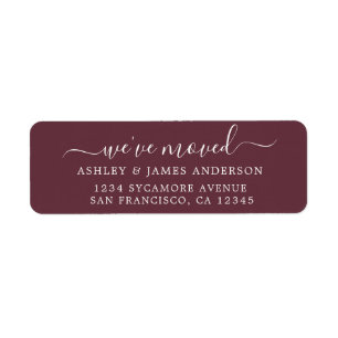 We've Moved Burgundy New Address label