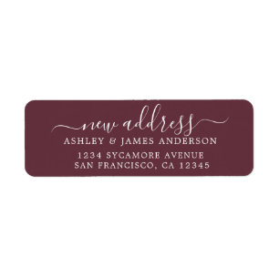 We've Moved Burgundy New Address label