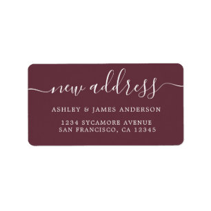 We've Moved Burgundy New Address label