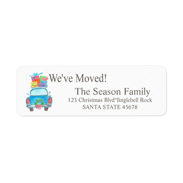 We've Moved Car and Christmas gifts (Front)