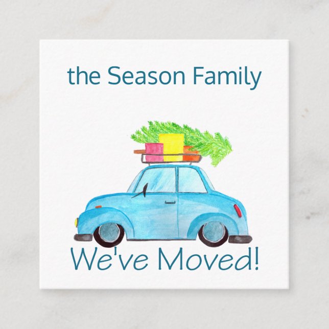 We've Moved Car and Christmas tree Enclosure Card (Front)