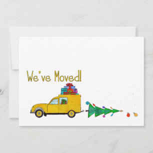 We've Moved Car and tree Christmas Card