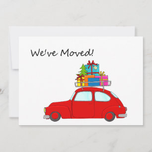 We've Moved Car and tree Christmas Card