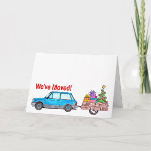 We've Moved Car and tree Christmas Card